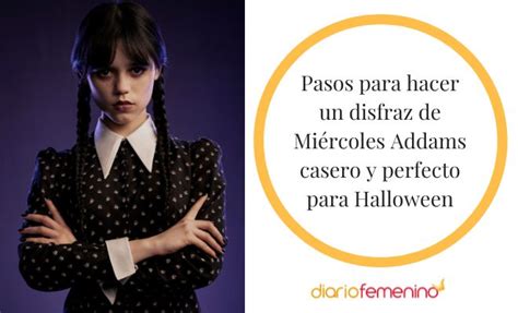 Disfraz de Miércoles Addams para Halloween casero: para niña y。